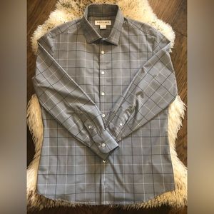 MIZZEN + MAIN. MENS DRESS SHIRT. LONG SLEEVE. GRAY. MEDIUM.
